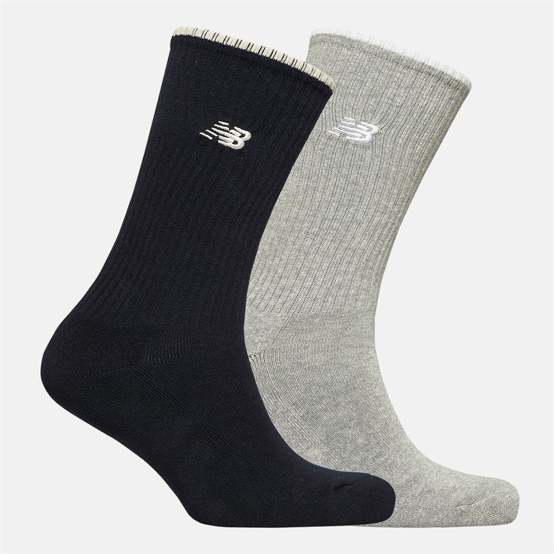 New Balance Boston Logo Two Pack Crew Socks Black/Grey