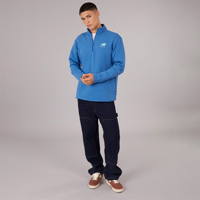 New Balance Mens Heritage 1/4 Zip Top Agate Blue