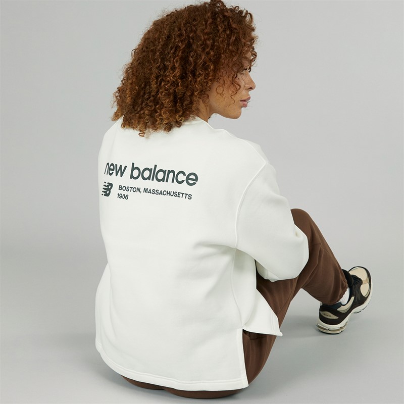 New Balance Womens Heritage Fleece Sweatshirt Sea Salt
