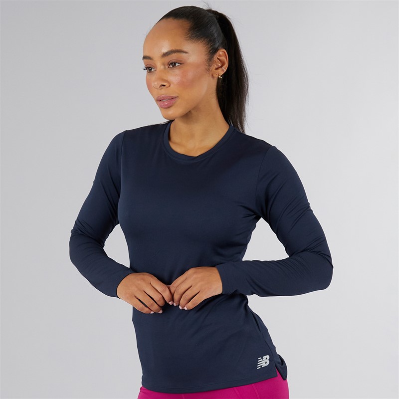 New Balance Womens Core NB Dry Long Sleeve Top Eclipse Navy - Size L