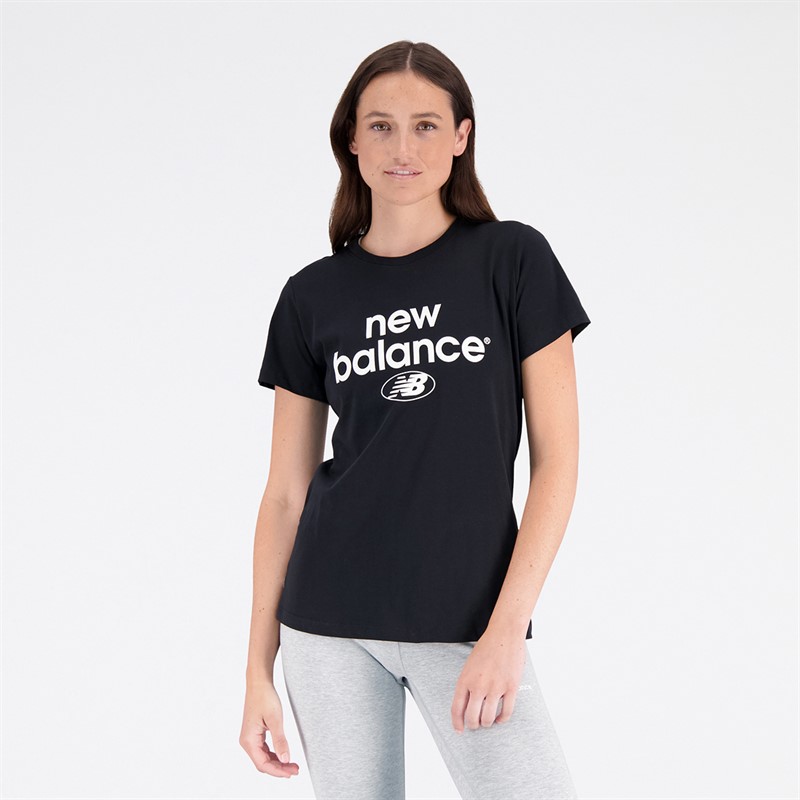 New Balance Dames Essentials Logo T Shirt Zwart - Maat M