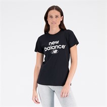 New Balance Dames Essentials Logo T Shirt Zwart