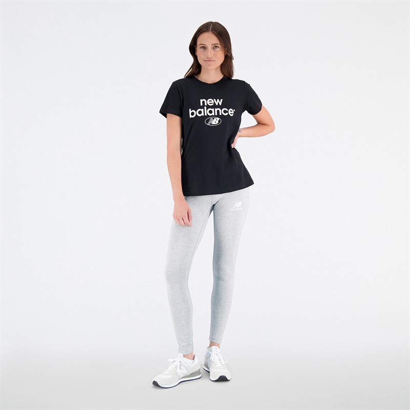 New Balance Damen Essentials Logo T-Shirt Schwarz