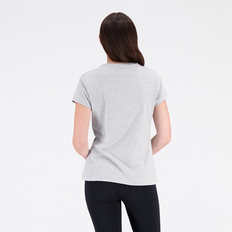 New Balance Damen Essentials Gestapeltes Logo T-Shirt Sportlich Grau