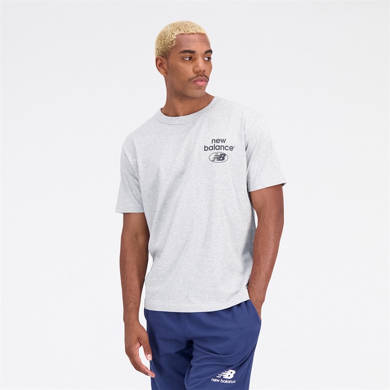 New Balance Heren Essentials Vernieuwd Logo T-Shirt Athletic Grijs - Maat S