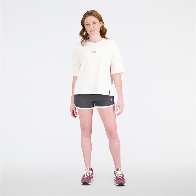 New Balance Damen Sport Neu Aufgelegt Kastenförmiges T-Shirt Graubeige