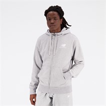 New Balance Heren Essentials Gestapeld Logo Franse Volledige Rits Hoodie Athletisch Grijs
