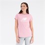 New Balance Damen Essentials Gestapeltes Logo T-Shirt Trübes Rosa