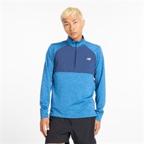New Balance Heren Essential Heat Grid 1/2 Rits Hardloop Top Heron Blauw