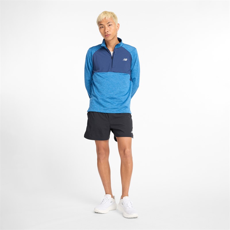 New Balance Herren Essential Heat Grid 1 / 2 Zip Lauf Top Heron Blau