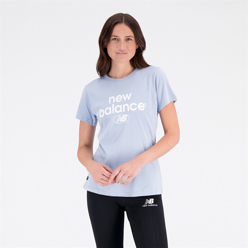New Balance Dames Essentials Logo T-Shirt Licht Arctic Grijs - Maat 36-38