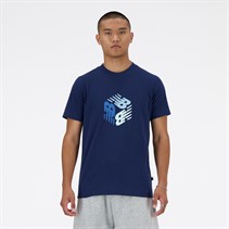 New Balance Heren Box Logo T-Shirt NB Navy
