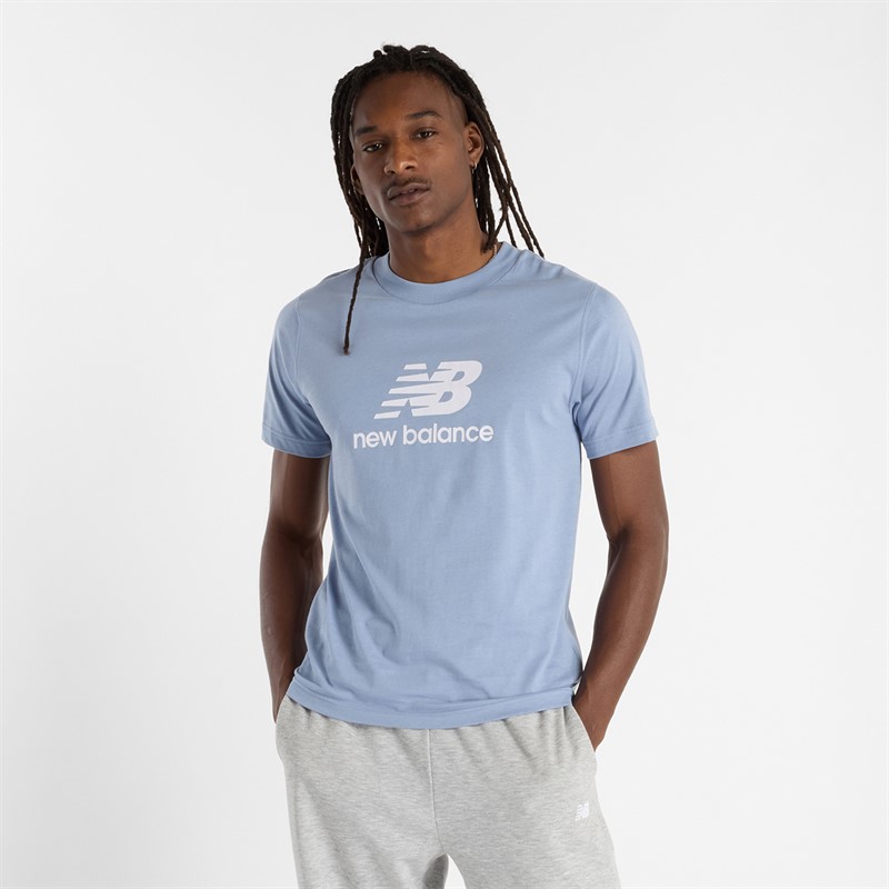 New Balance Heren Sport Essentials Logo T-Shirt Dusk Shower - Maat M