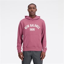 New Balance Heren Essentials Varsity Fleece Hoodie Gewassen Bordeauxrood