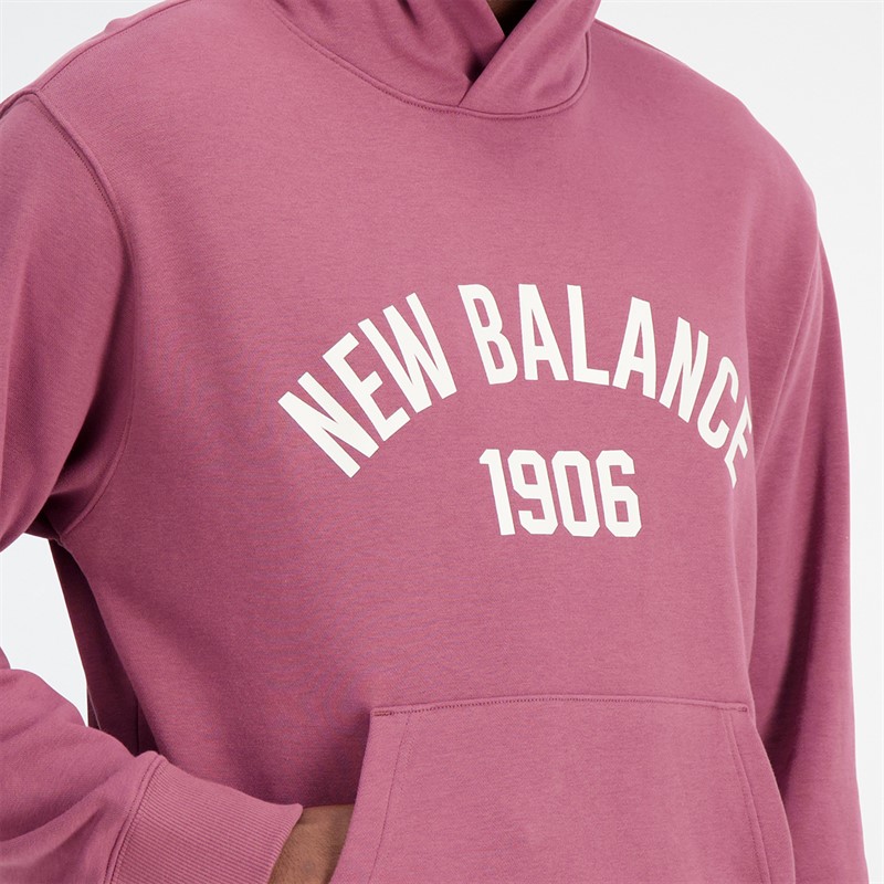 New Balance Herren Essentials Varsity Fleece Kapuzenpullover Verwaschenes Burgunderrot