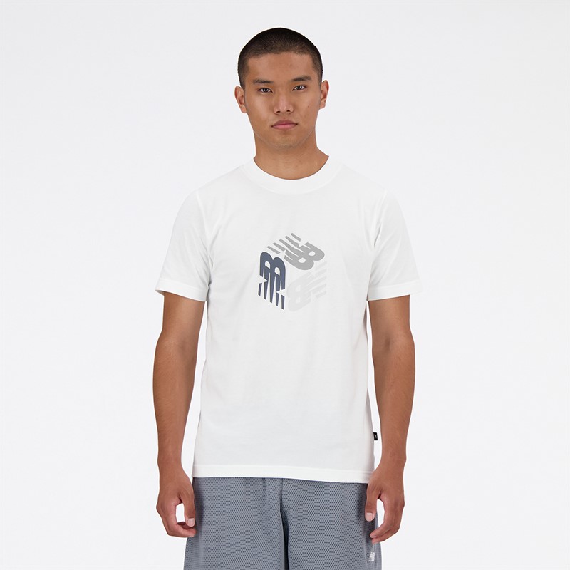 New Balance Herren Sport Box Logo T Shirt Weiß