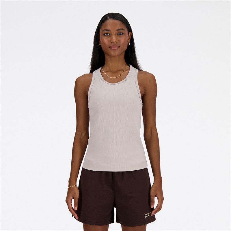 New Balance Damen Linear Heritage Geripptes Racer Tanktop Moonrock
