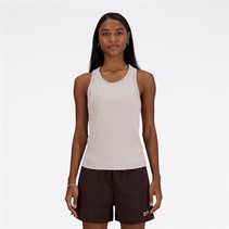 New Balance Dames Linear Heritage Ribgebreide Racer Tank Moonrock