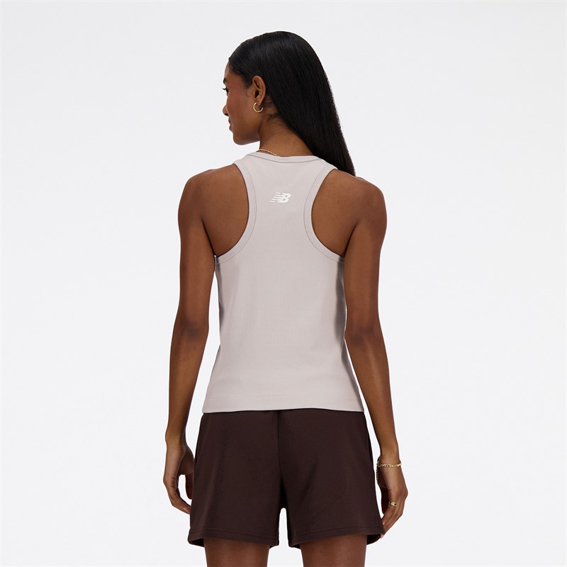 New Balance Damen Linear Heritage Geripptes Racer Tanktop Moonrock