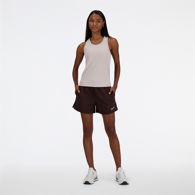New Balance Damen Linear Heritage Geripptes Racer Tanktop Moonrock