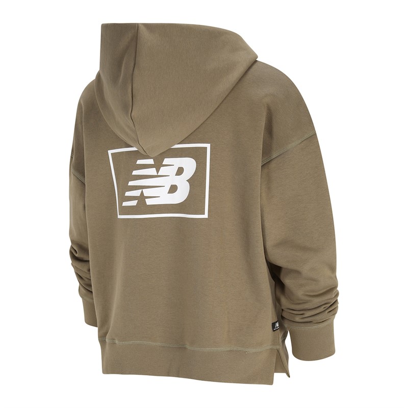 New Balance Damen Essentials French Terry Hoodie Covert Grün