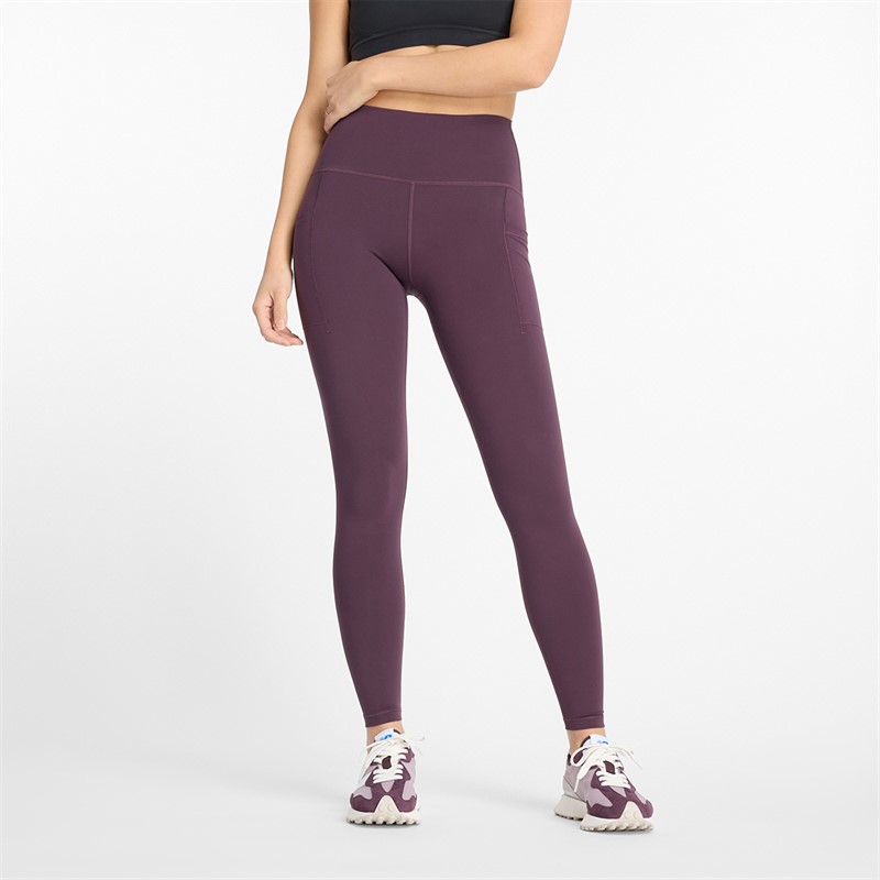 New Balance Leggings de sport taille haute Femme NB Dry élégants prune marron - Taille 36-38
