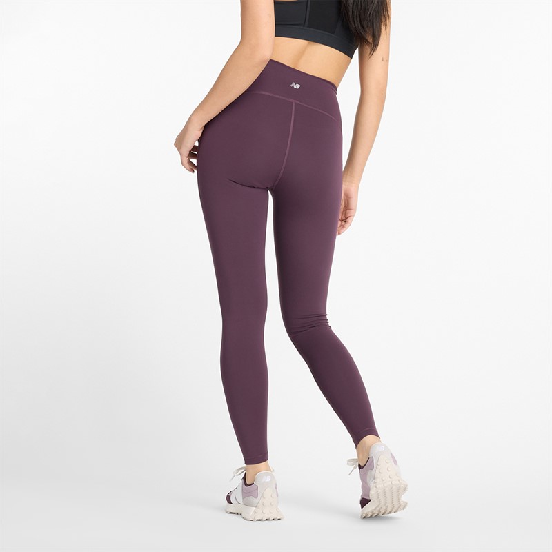 New Balance Damen Elegante NB Dry Hohe Taille Enge Leggings Pflaume Braun