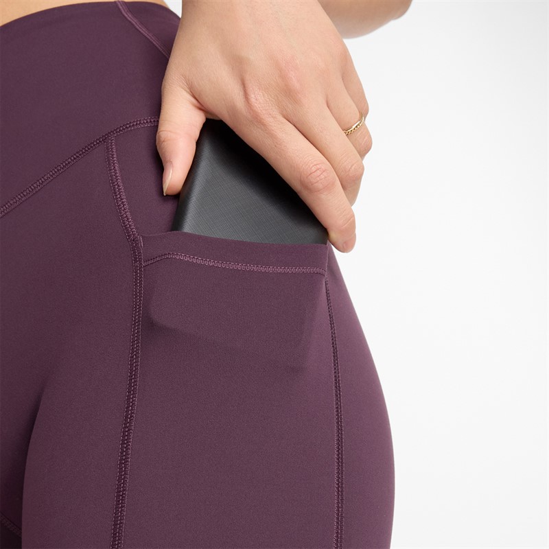 New Balance Damen Elegante NB Dry Hohe Taille Enge Leggings Pflaume Braun