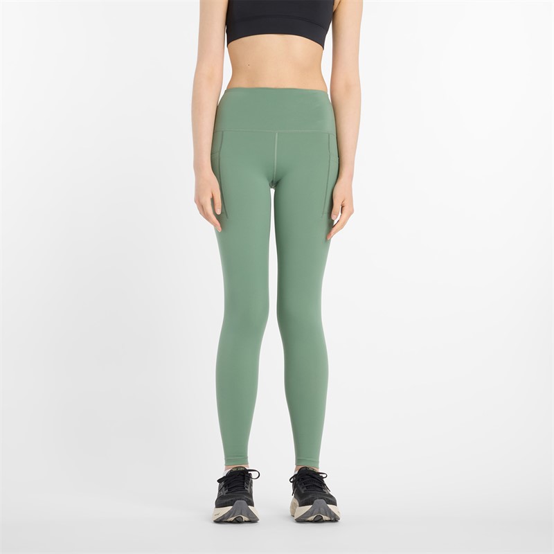 New Balance Womens Sleek NBDry Pocket High Waisted Tight Leggings Dark Juniper - Size L