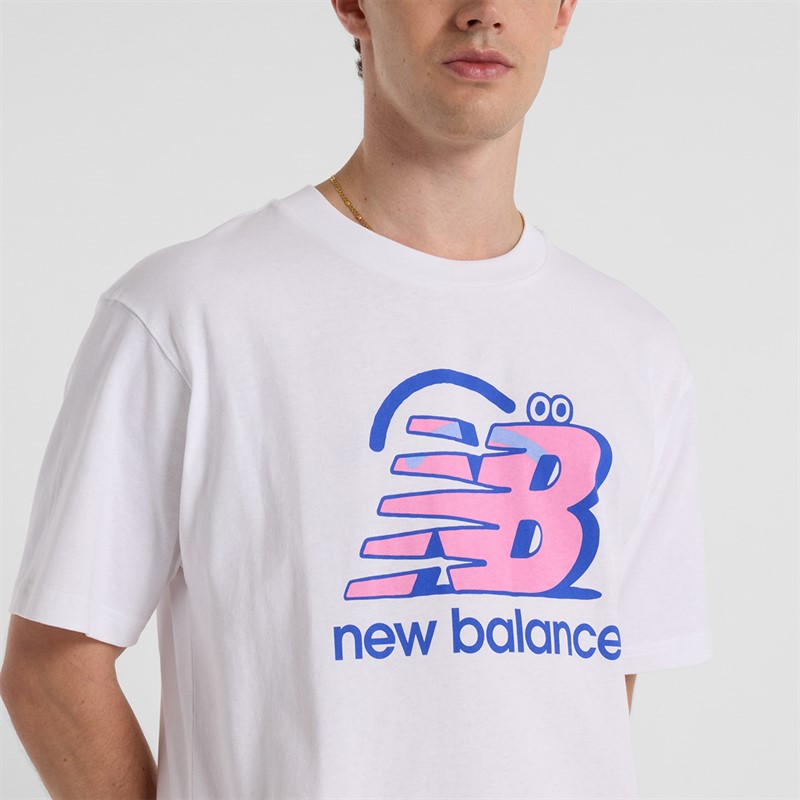 New Balance Herren Face Oka Smile T Shirt Weiss