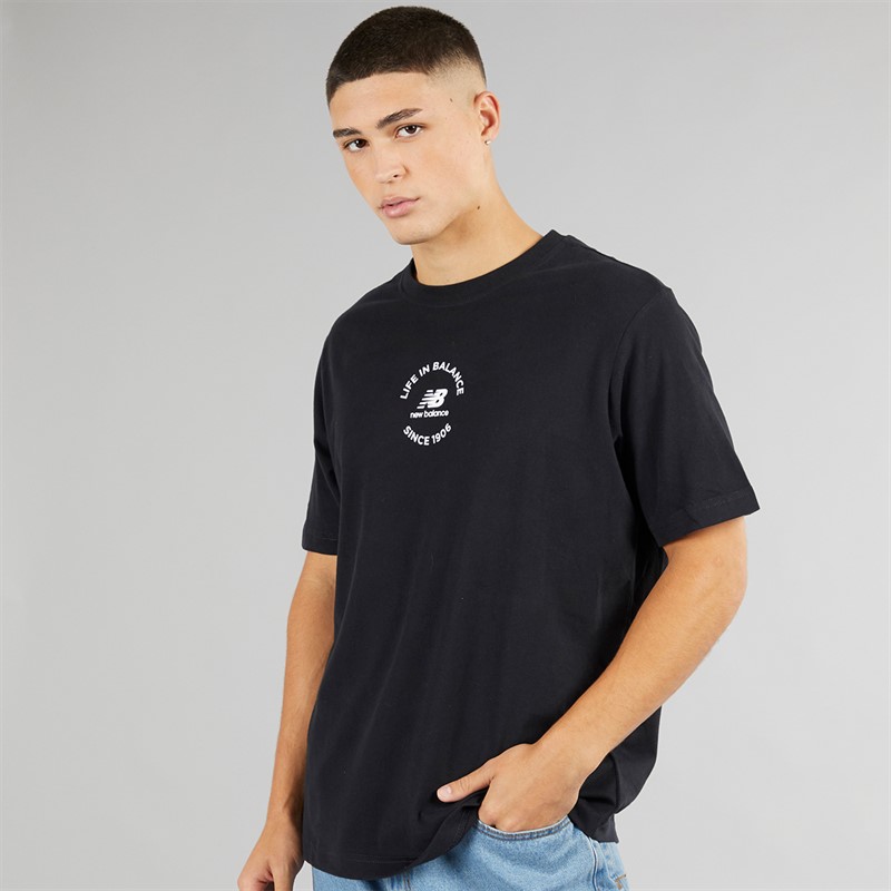 New Balance Heren Life In Balance Oversized T-shirt Zwart - Maat S