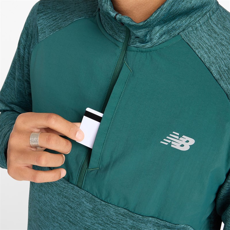 New Balance Herren Essential Heat Grid 1/2 Zip Lauf Oberteil New Spruce