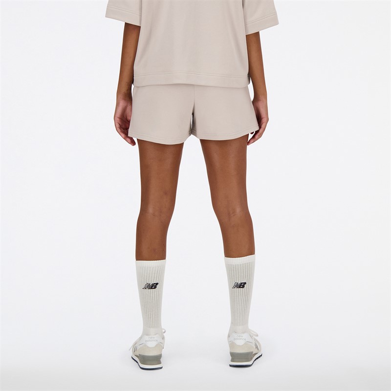 New Balance Damen Linear Heritage French Terry Kurze Hose Moonrock