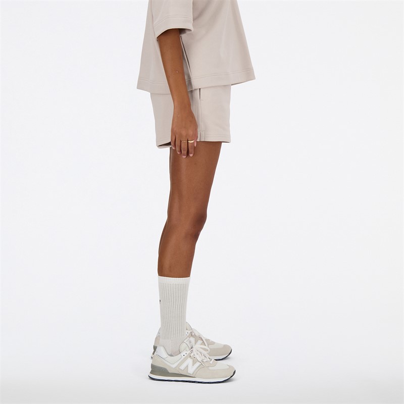 New Balance Damen Linear Heritage French Terry Kurze Hose Moonrock