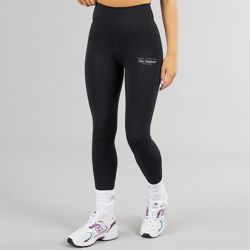New Balance Womens Script Tight Leggings Black - Size XL