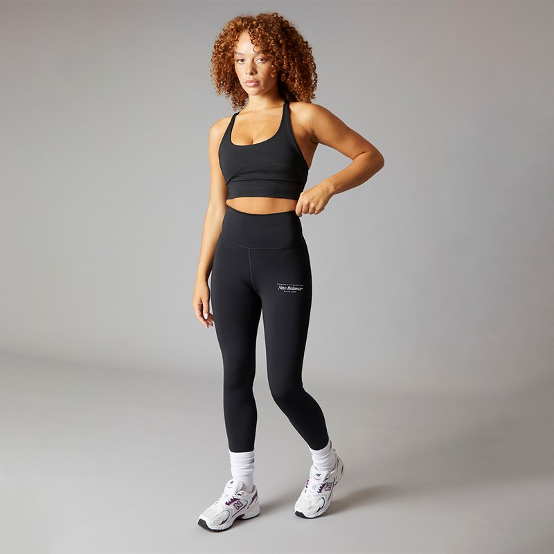 New Balance Womens Script Tight Leggings Black