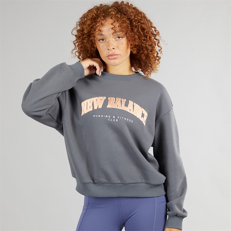 New Balance Womens Varsity Large Logo Sweatshirt Graphite