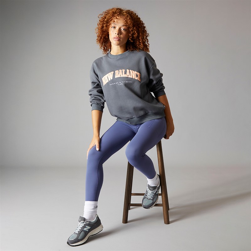 New Balance Womens Varsity Large Logo Sweatshirt Graphite