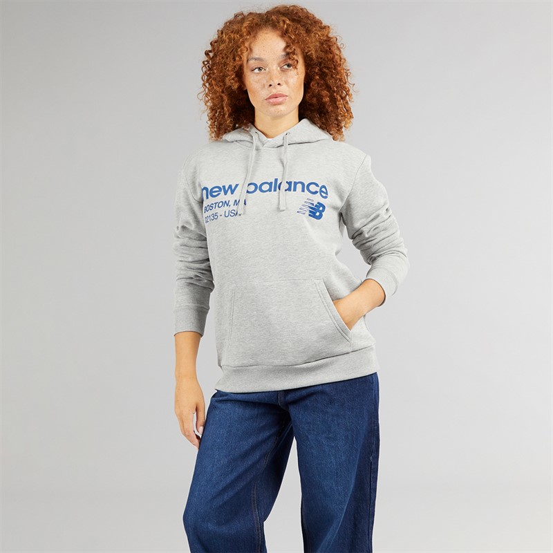 New Balance Womens Logo Hoodie Greymarl