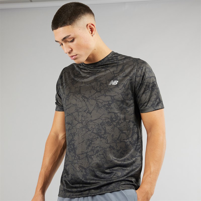 New Balance Mens Athletics NB Dry Graphic Running Top Black - Size XS