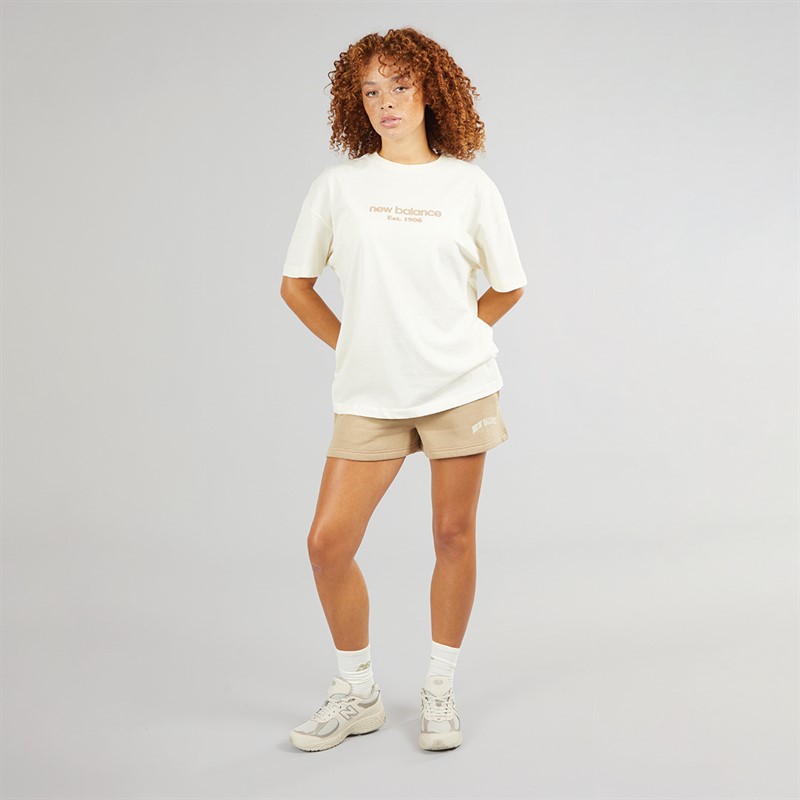 New Balance Womens Varsity Fleece Shorts Stoneware