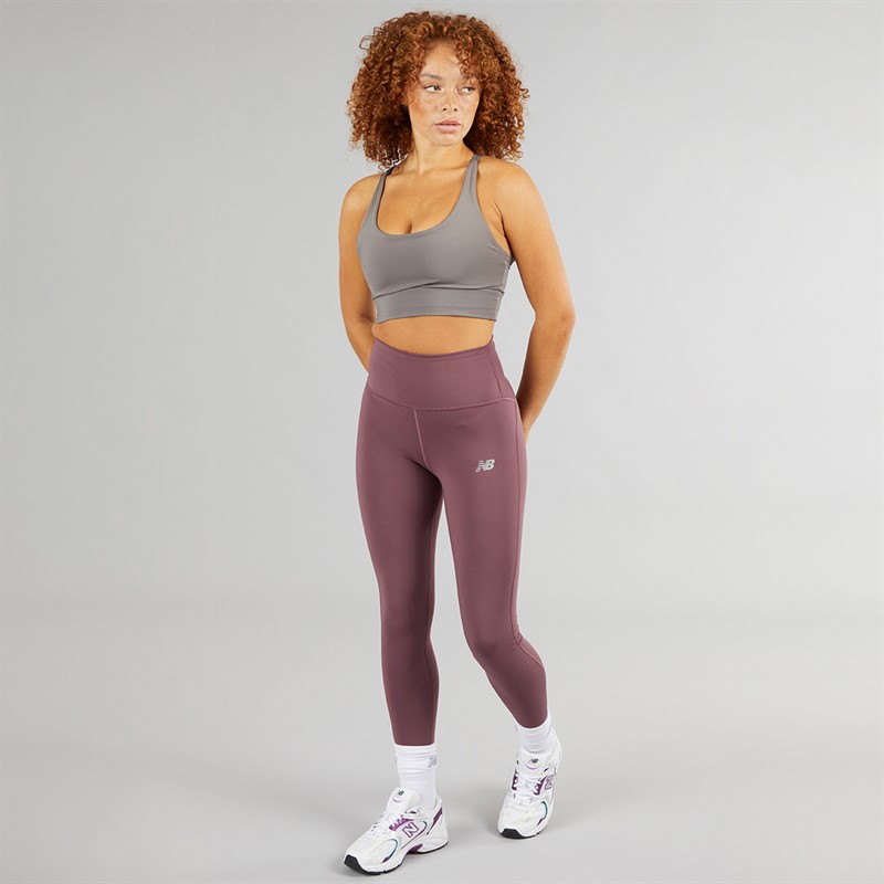 New Balance Womens Sleek NB Dry High Waisted Tight Leggings Faded Plum