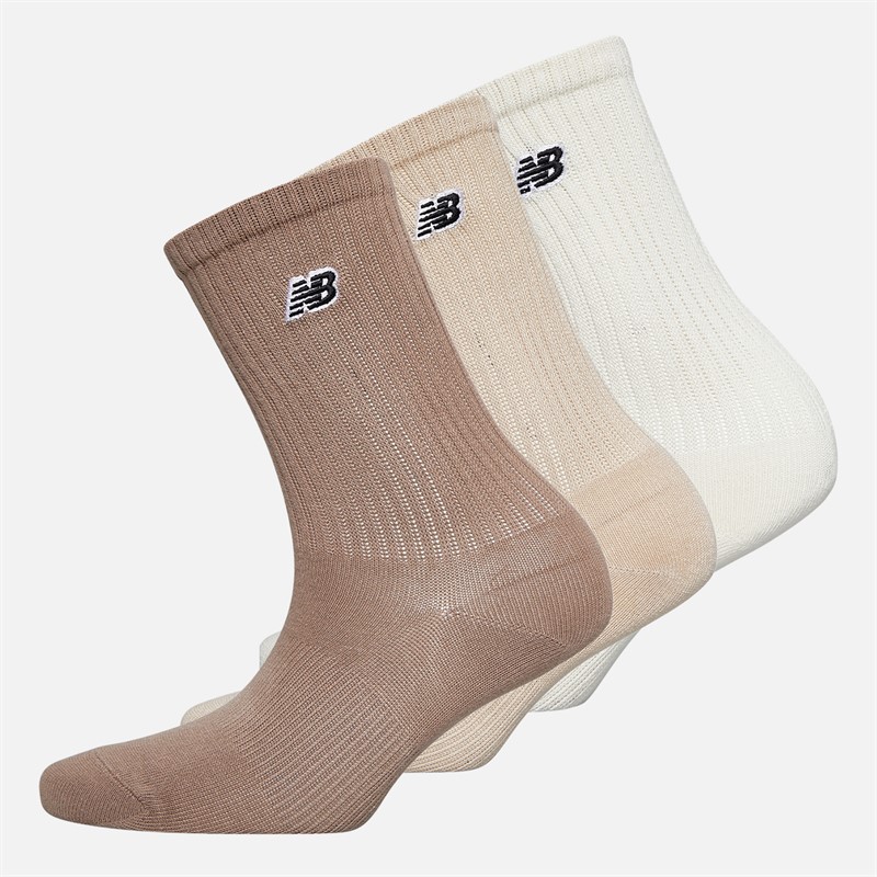 New Balance Kids Logo Three Pack Crew Socks Brown/Light Brown/Grey