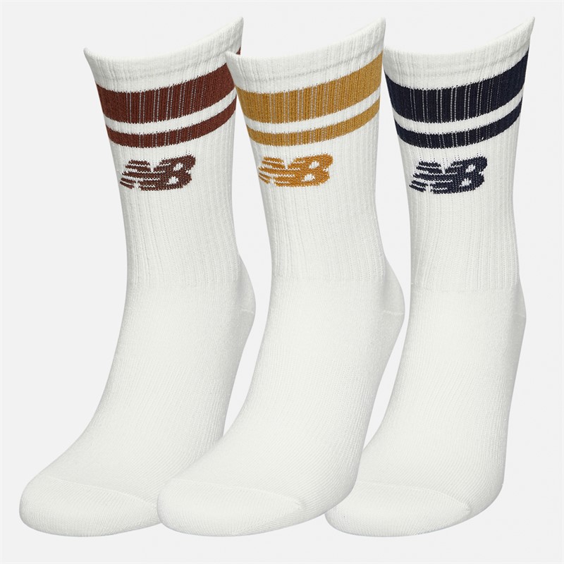 New Balance Sport Essentials Gestreifte Sechserpack Crew Socken Weiß/Mehrfarbig