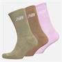 New Balance Midcalf Logo Three Pack Crew Socks Grey/Pink/Brown