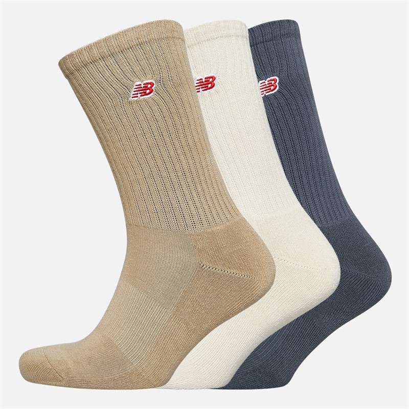 New Balance Patch Logo 3er-Pack Crew Socken Weiß/Beige/Blau