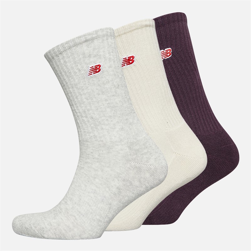 New Balance Patch Logo 3er-Pack Crew Socken Ecru/Schwarz/Grau