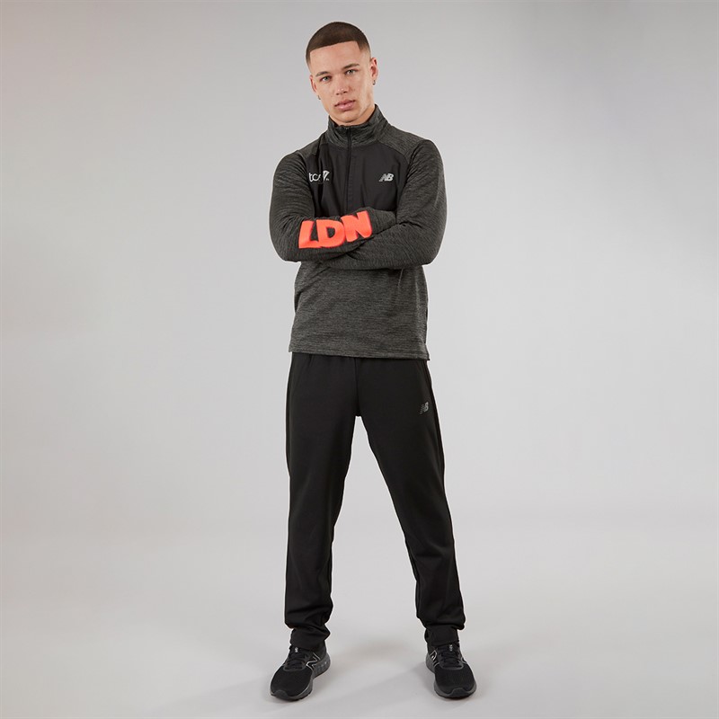 New Balance Mens London Edition Athletics Heat Grid Running 1/2 Zip Top Black