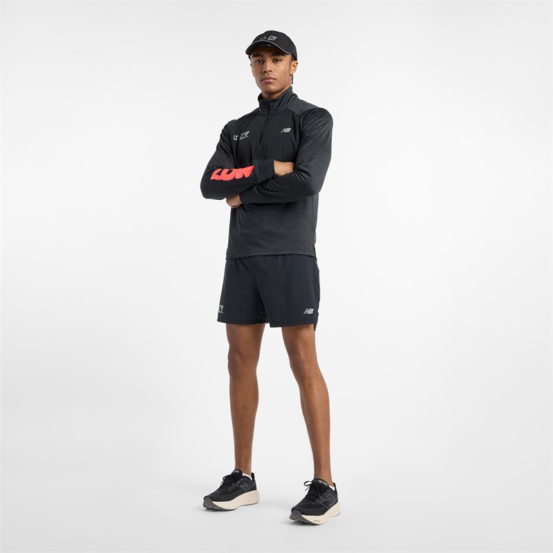 New Balance Mens London Edition Athletics Heat Grid Running 1/2 Zip Top Black