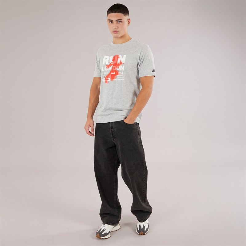 New Balance Mens London Edition Run London Graphic T-Shirt Athletic Grey